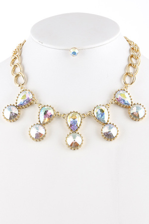 Teardrop Chain Linked Collar Necklace 5ADA13